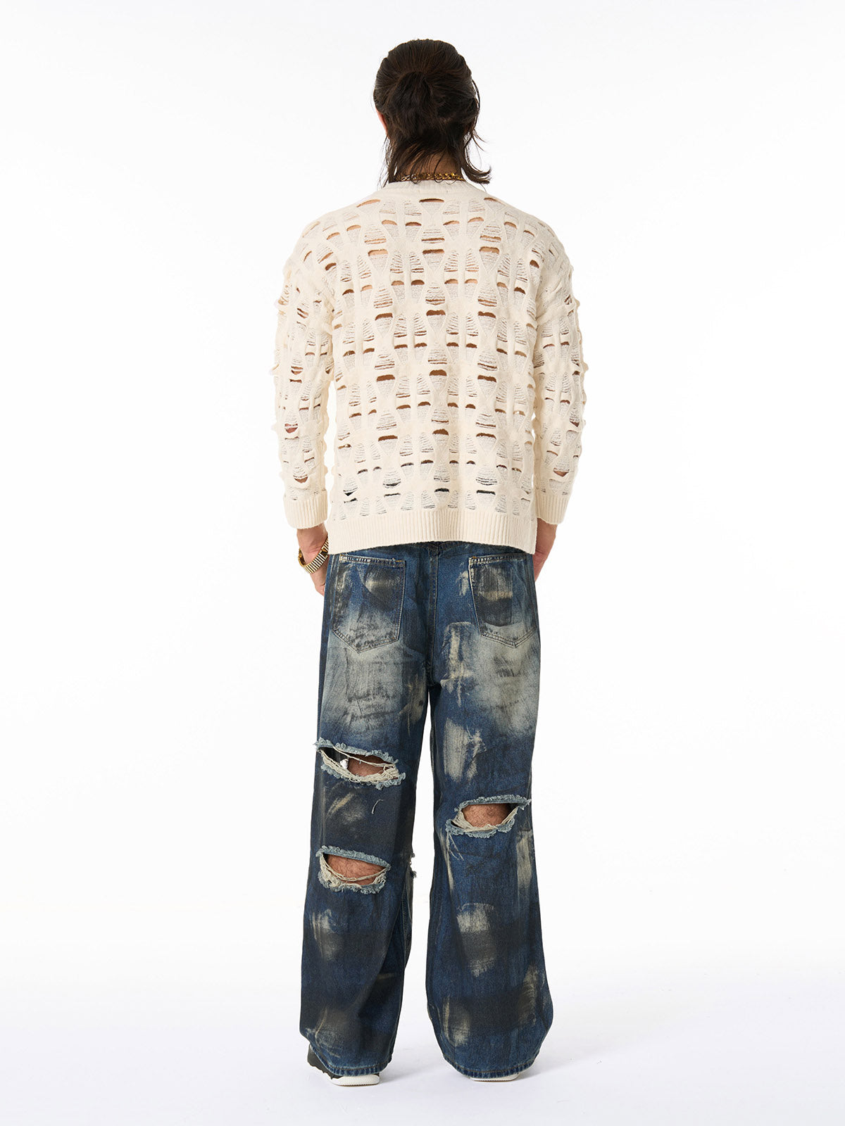 Unique Wide-Leg Denim Pants with Artistic Spider Design for Fashion Lovers 