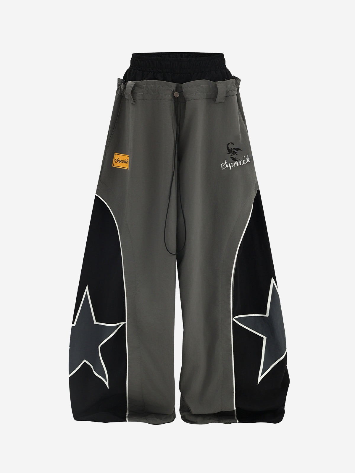 Star Color Block Double-Waist Paratrooper Pants
