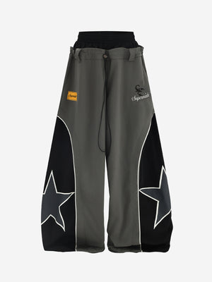 Star Color Block Double-Waist Paratrooper Pants