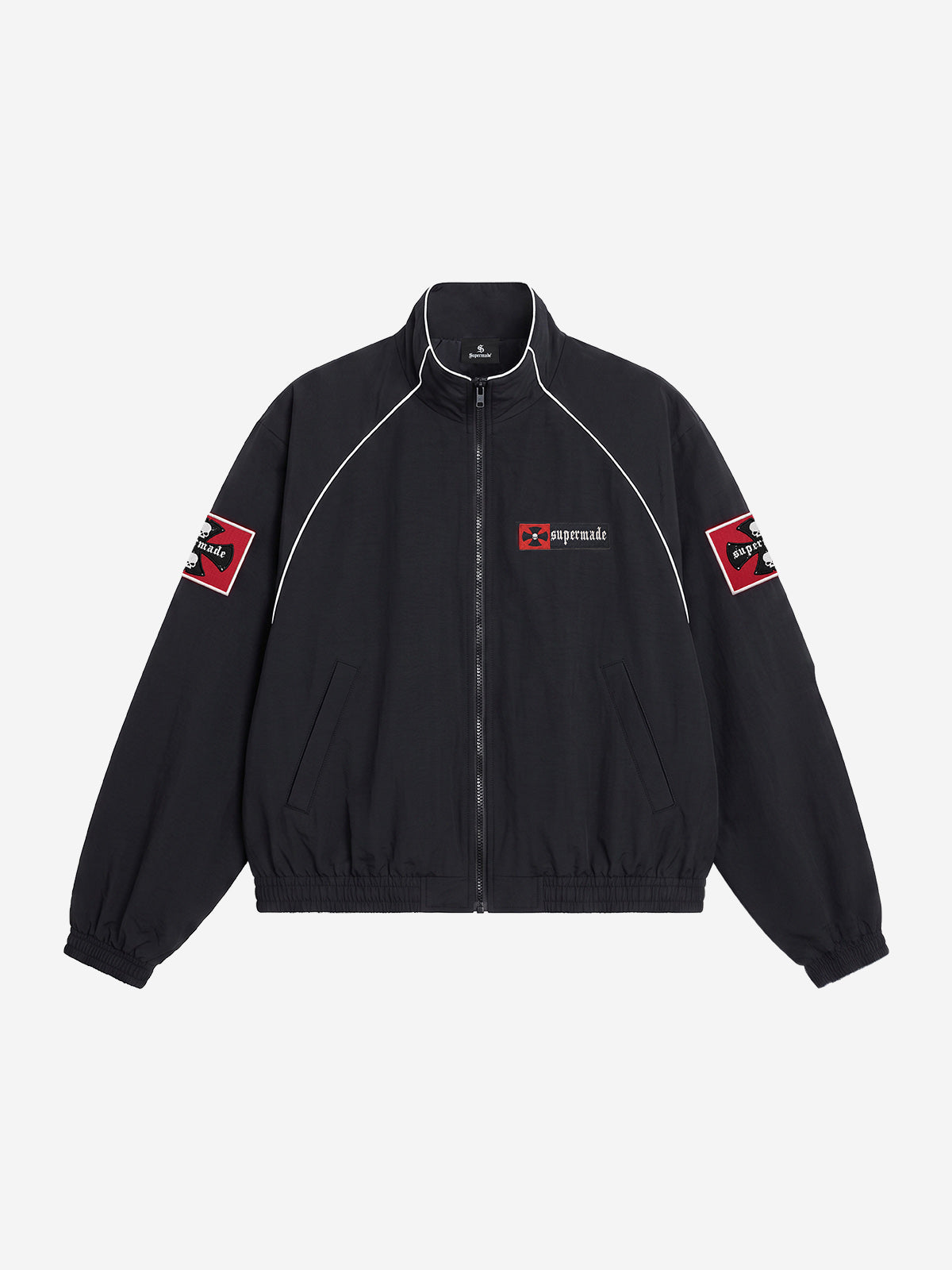 Color Block Embroidered Piped Racing Jacket