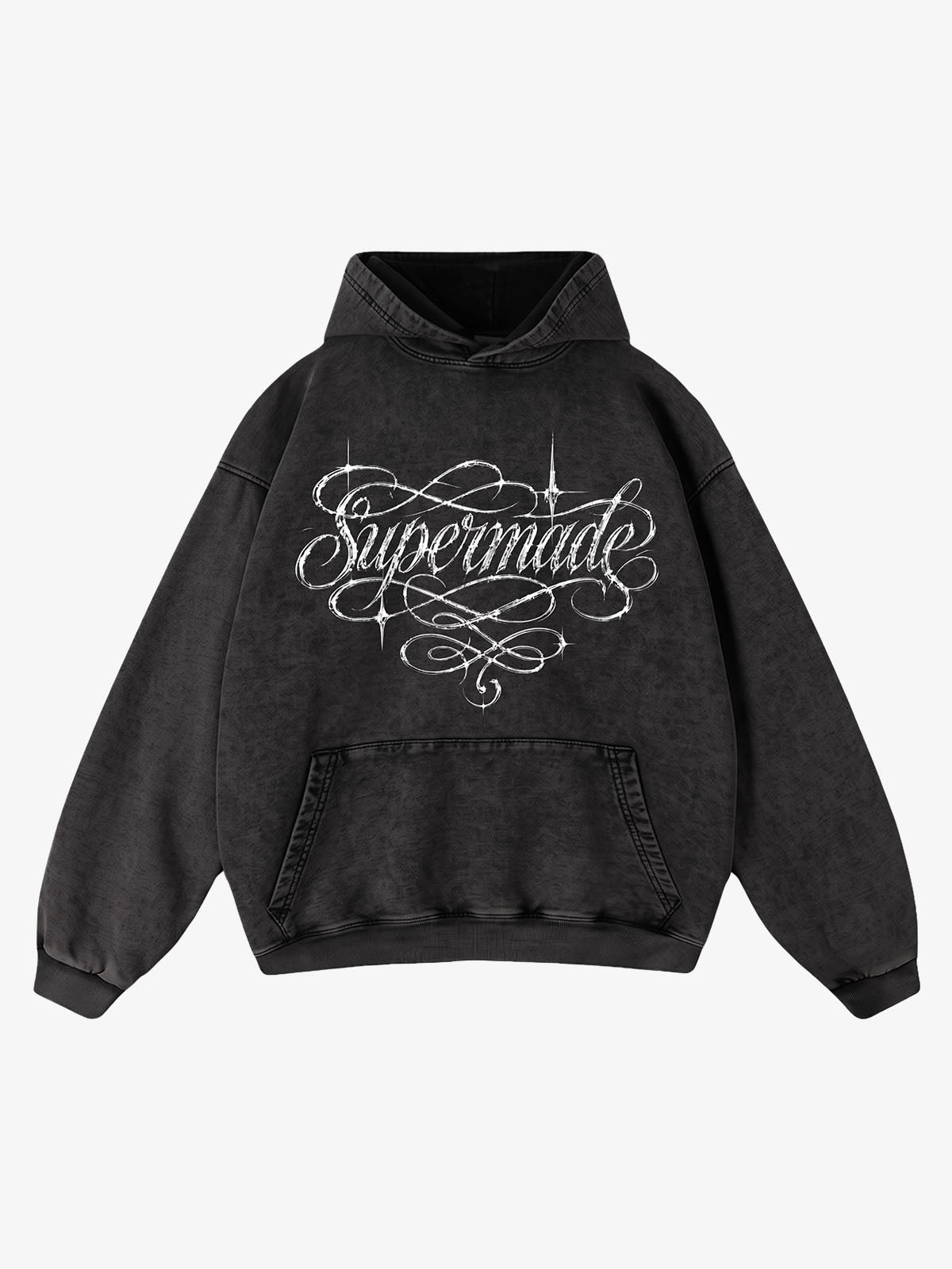 Metallic Script Graphic Washed Hoodie