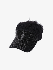Rhinestone Faux Fur Sun Hat