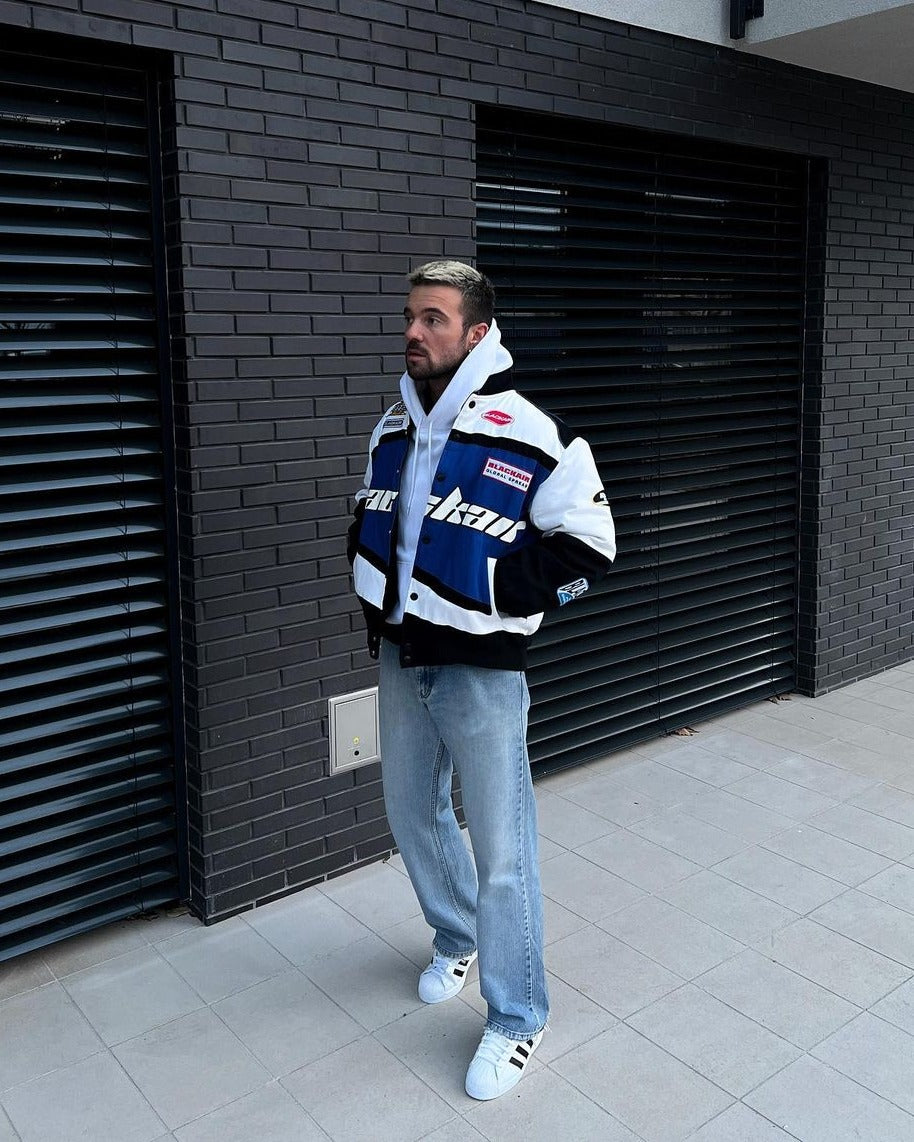 The Supermade Retro Style Quilted Racing Jacket -1297