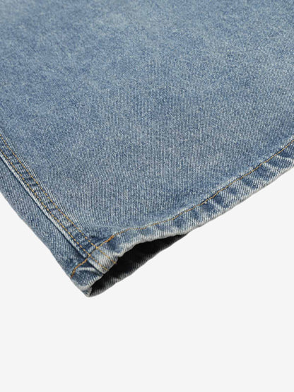 High-Waisted Wide-Leg Denim Pants with Asymmetrical Wrap Design 