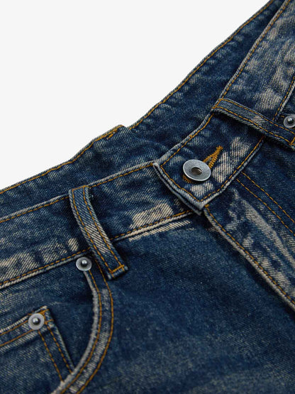 Supermade Retro Distressed Print Heavyweight Canvas Baggy Pants 