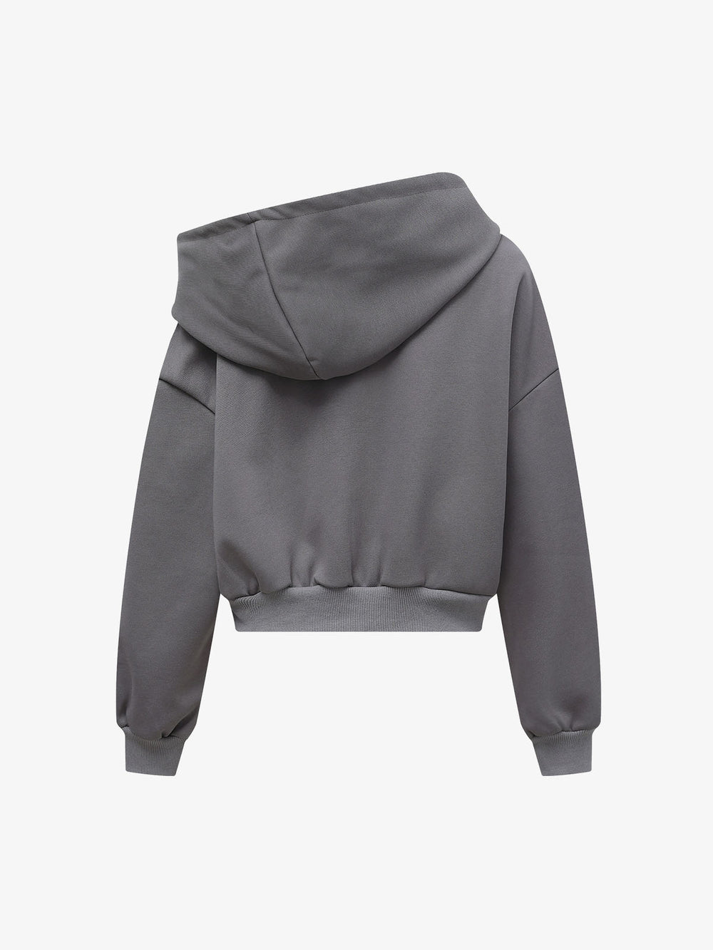 Off-Shoulder Layered Zip-Up Cropped Hoodie