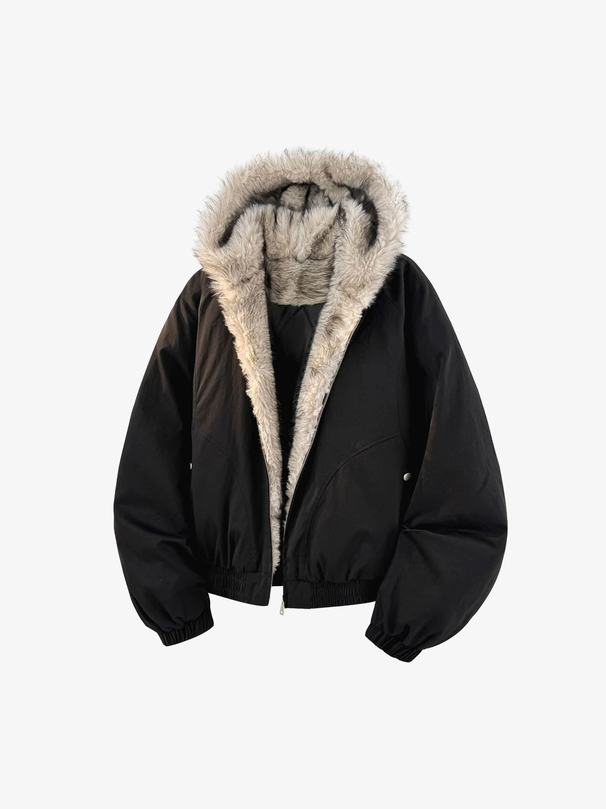 Street Faux Fur Collar Hooded Windproof Padded Jacket 
