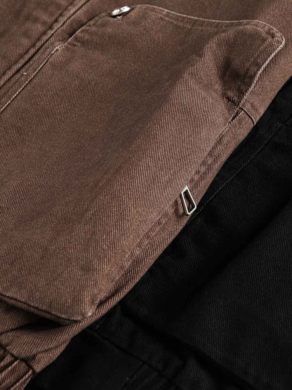 Stand Collar Elastic Hem Pocket Jacket