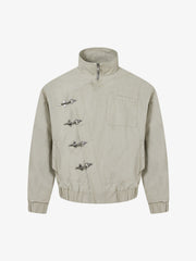 Asymmetrical Zip Metal Buckle Bomber Jacket