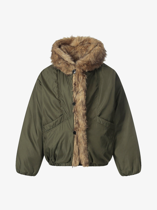 Winter Warmth Faux Fur Trimmed Bomber Jacket for Women 