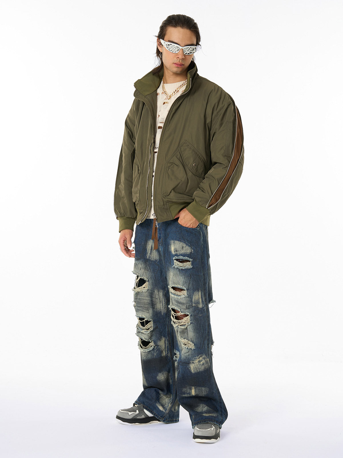 Unique Wide-Leg Denim Pants with Artistic Spider Design for Fashion Lovers 