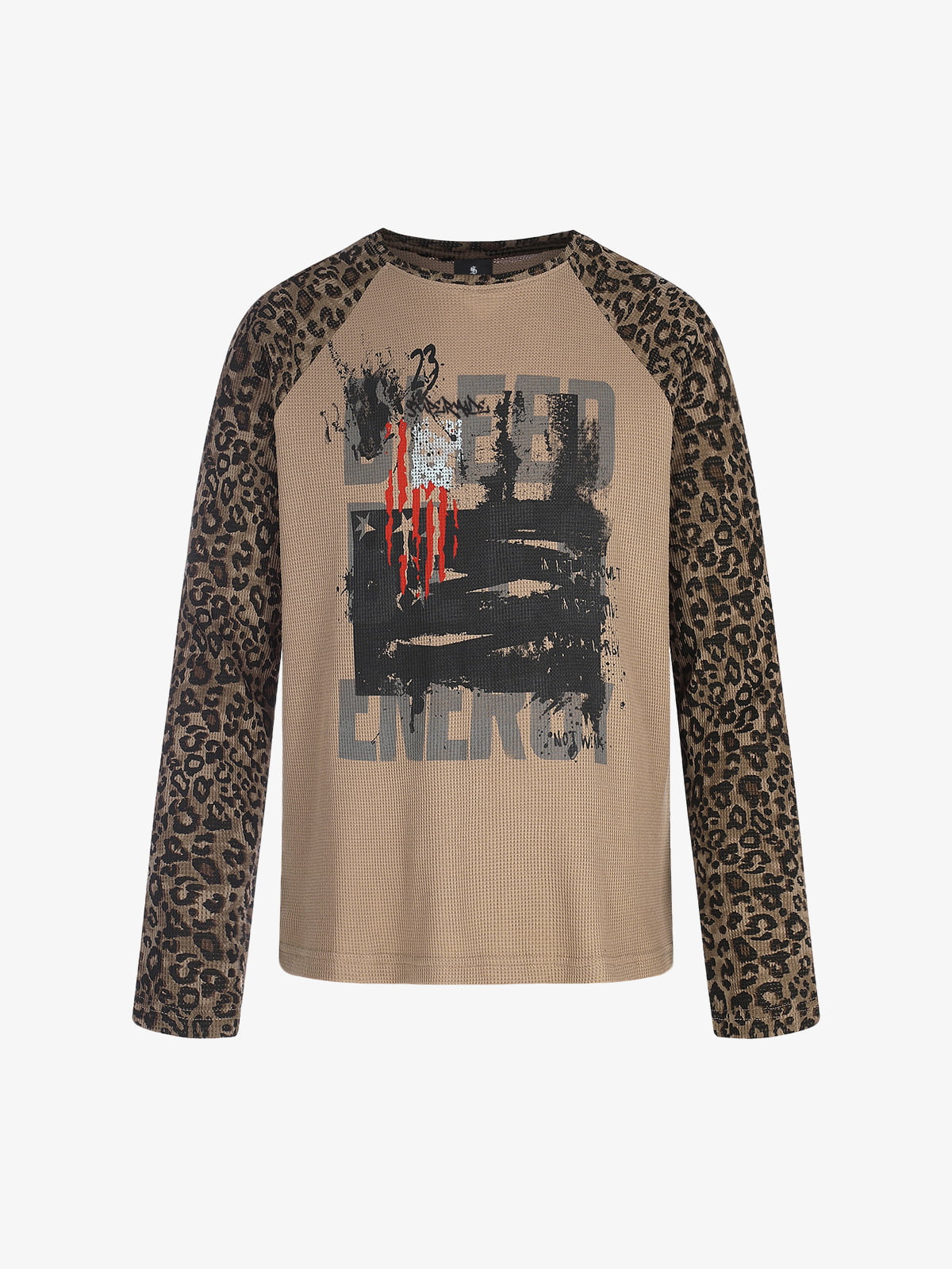 Leopard Graffiti Waffle Long Sleeve Tee