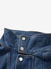 Metal Buckle Paneled Denim Jacket