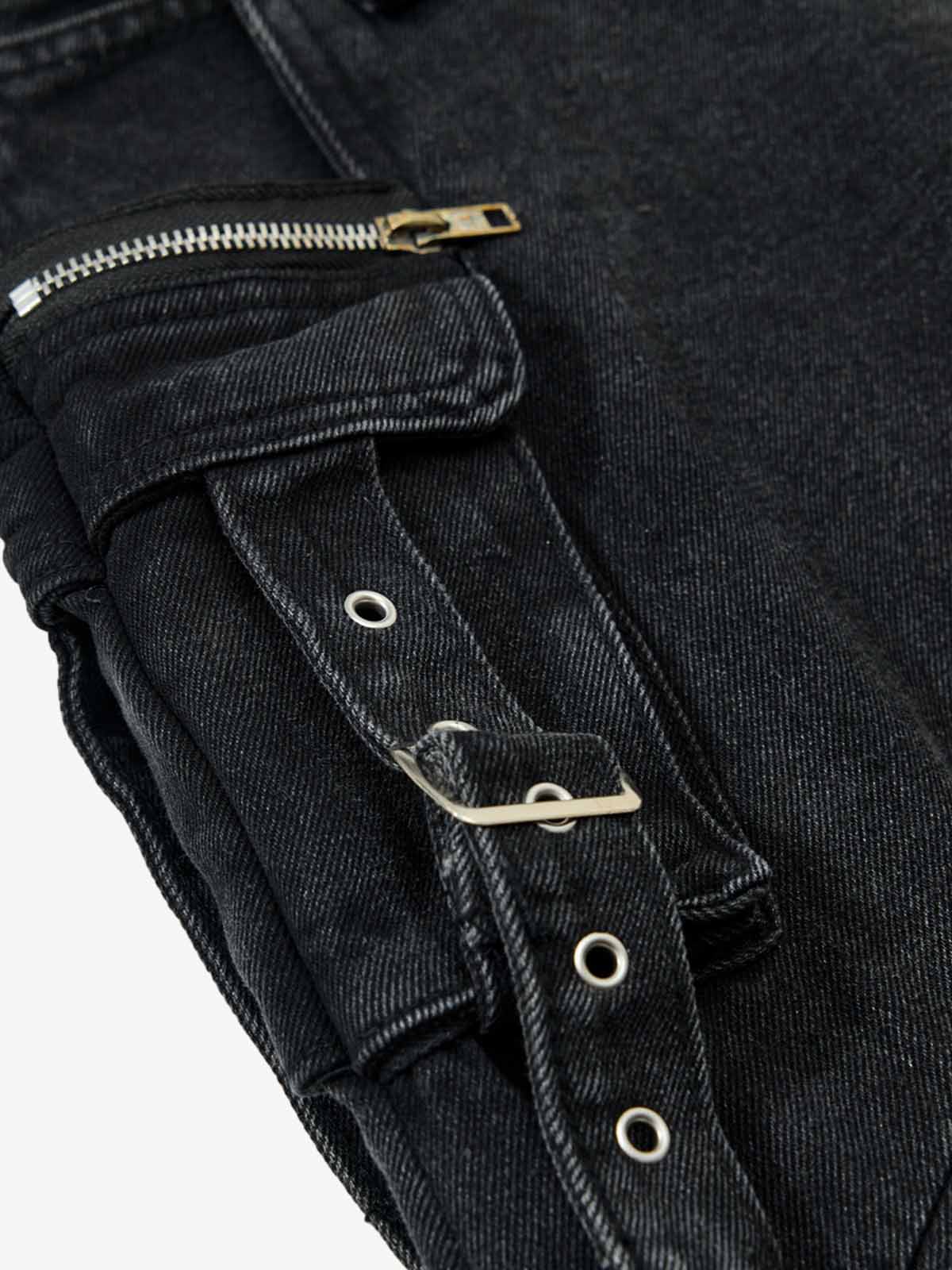 Punk Rivet Multi-Zip Metal Baggy Jeans 