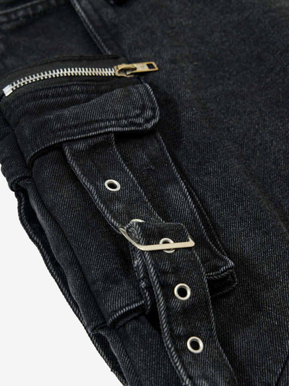Punk Rivet Multi-Zip Metal Baggy Jeans 