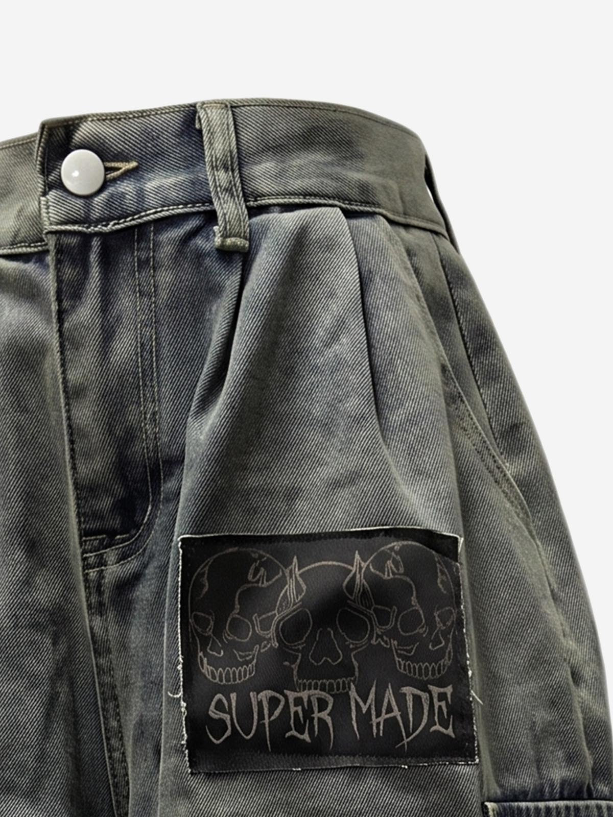 Logo Embroidered Multi-Pocket Flared Shorts