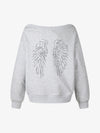 Sequin Wings Off-Shoulder Sweatshirt