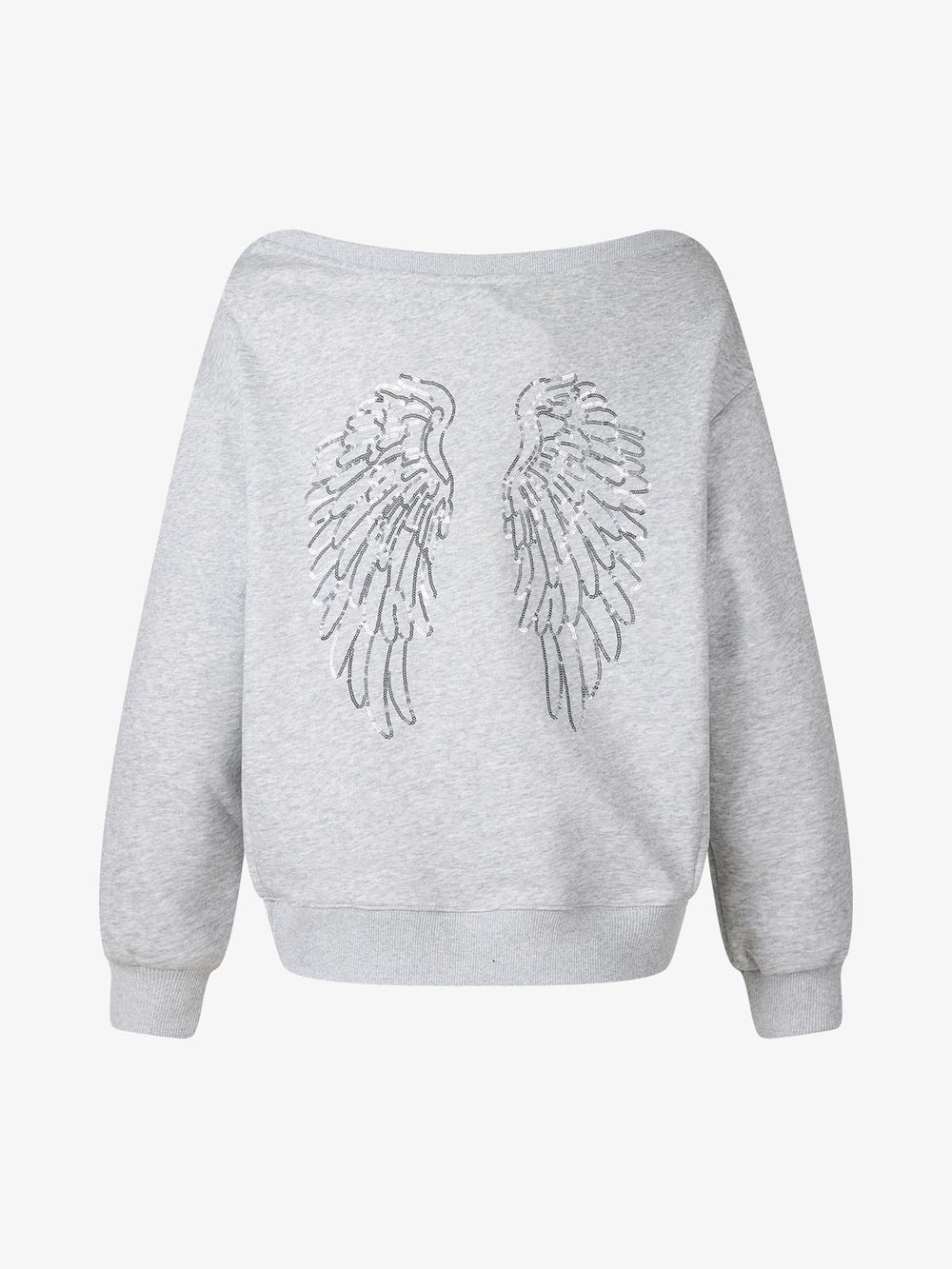 Sequin Wings Off-Shoulder Sweatshirt