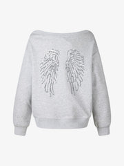 Sequin Wings Off-Shoulder Sweatshirt