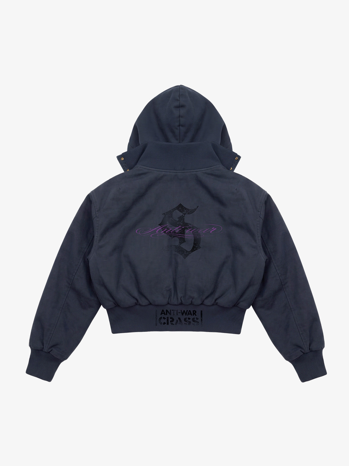 Graphic Cropped Hooded Jacket