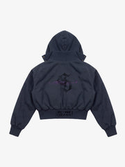 Graphic Cropped Hooded Jacket