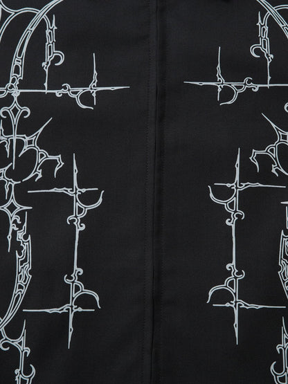 Stylish Black Jacket with Intricate White Embroidery Design 