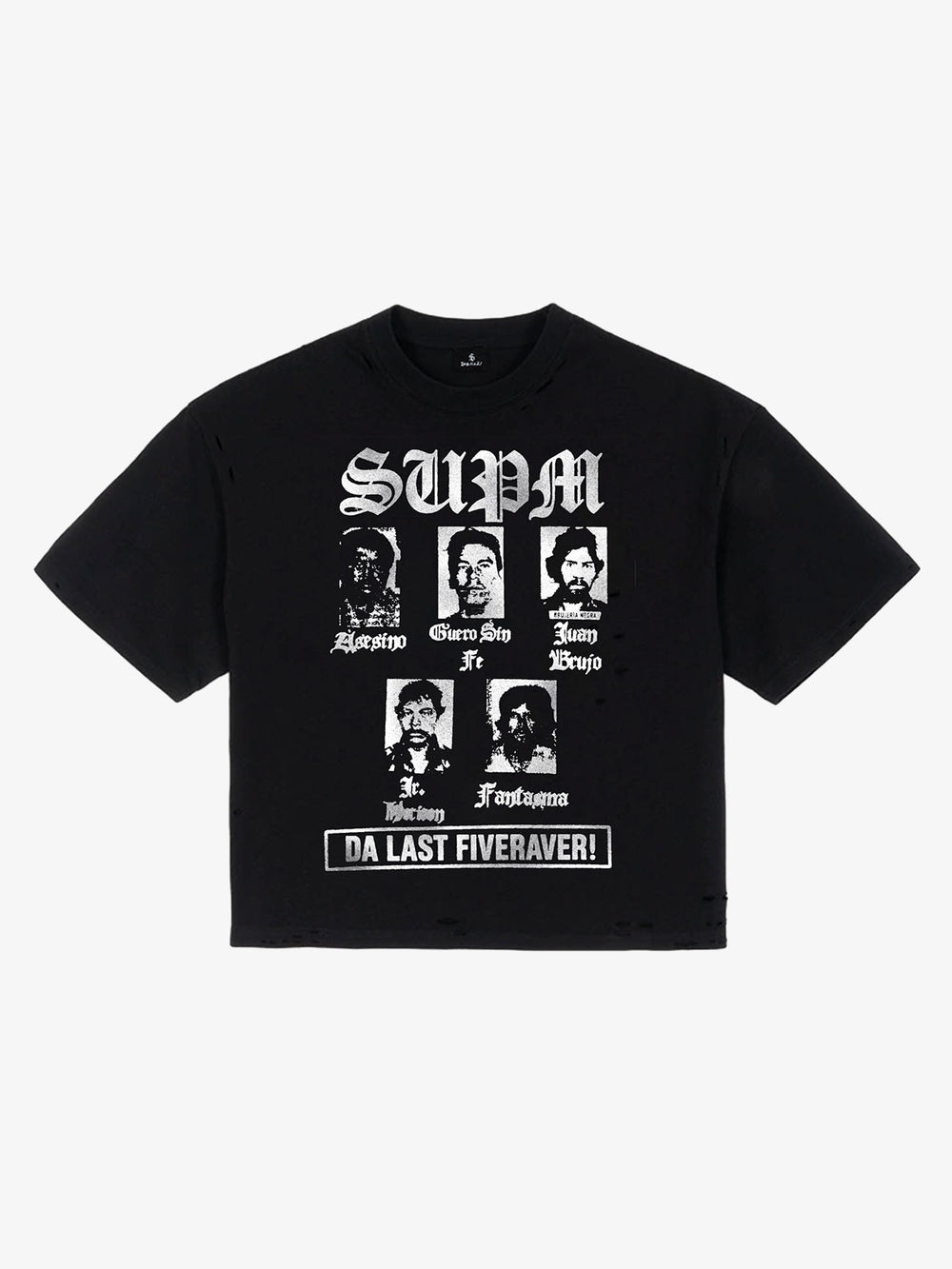 Multi Portrait Graphic Distressed Tee