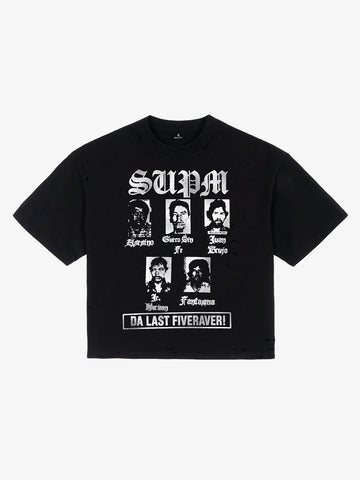 Multi Portrait Graphic Distressed Tee