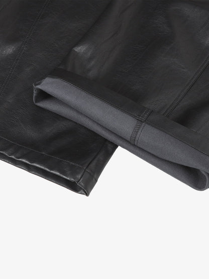 Vintage Pleated PU Leather Barrel Pants 