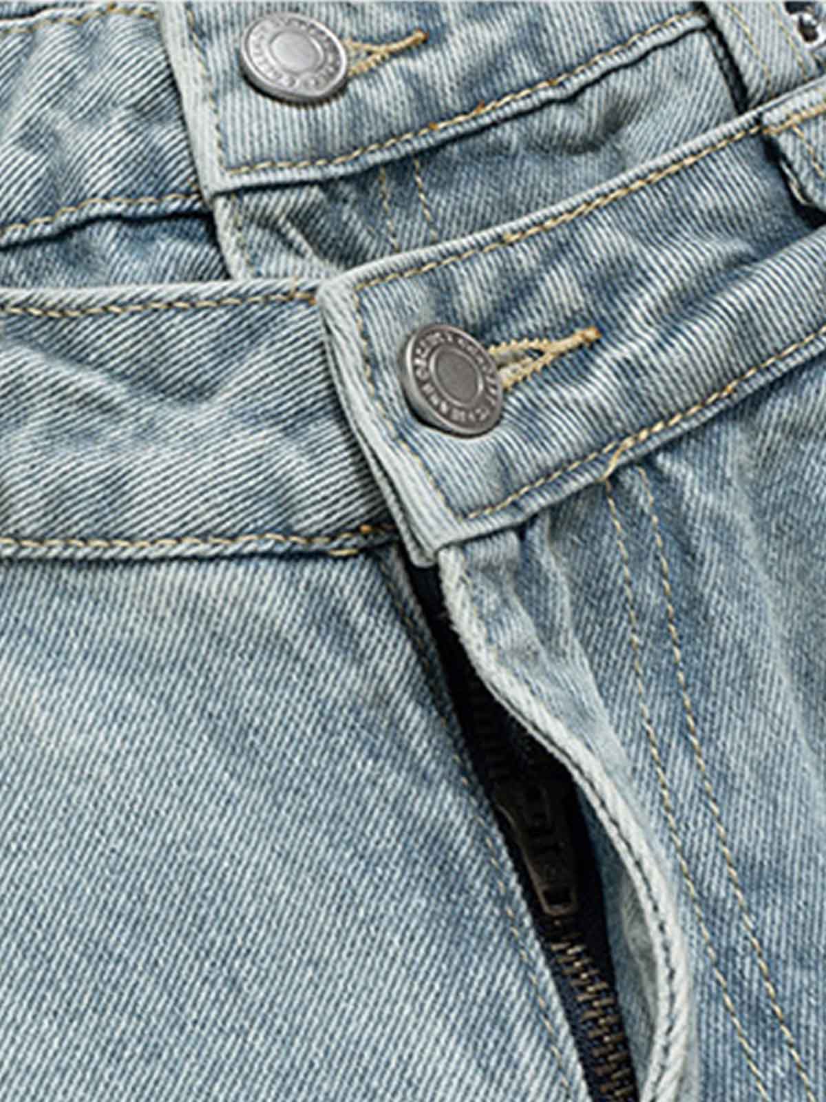 Light Wash Denim Wide Leg Cropped Pants High Waist Fashion Streetwear Style 