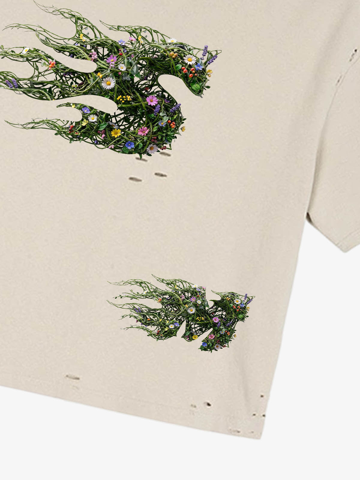 Distressed Abstract Floral Graphic Street T-Shirt 