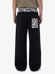 Zebra Patch Star Graphic Wide-Leg Sweatpants