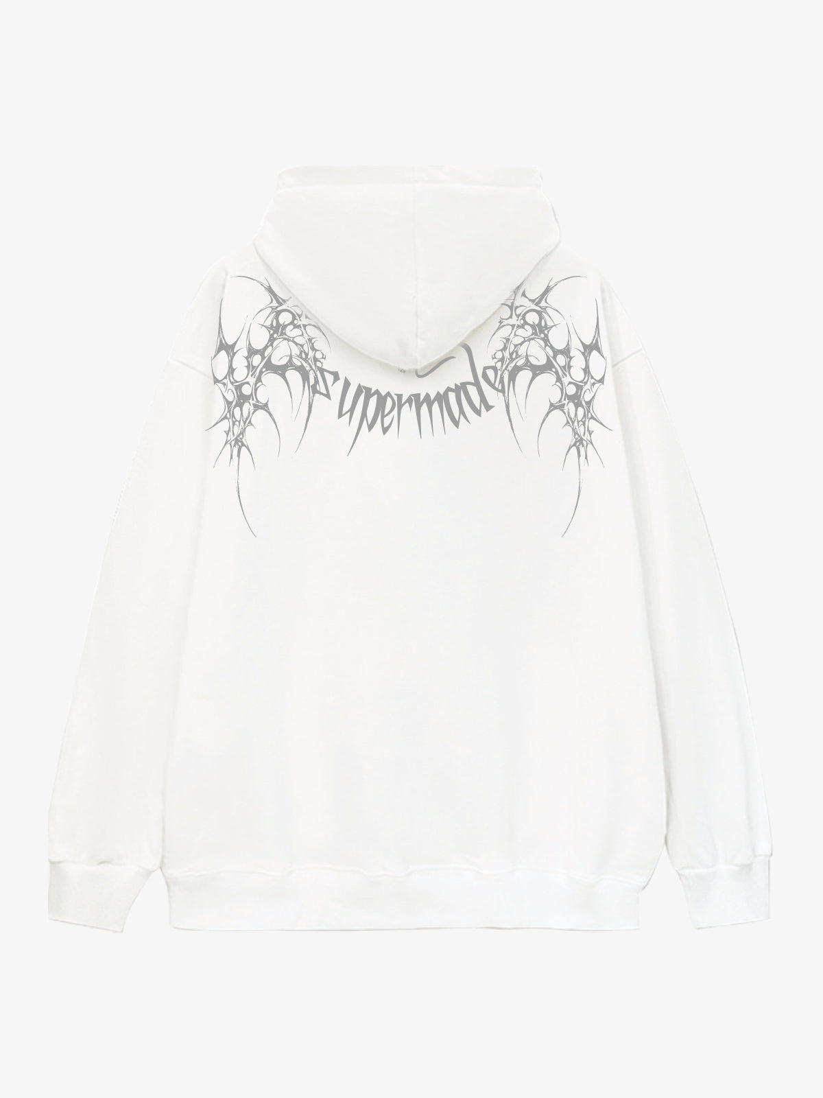 THE SUPERMADE Futuristic spiked pattern gothic style logo font design  Graphic Print Hoodie with Front Pocket 