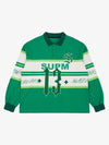Supermade Color-Blocked Polo Collar Embroidered Print Long-Sleeved Jersey 