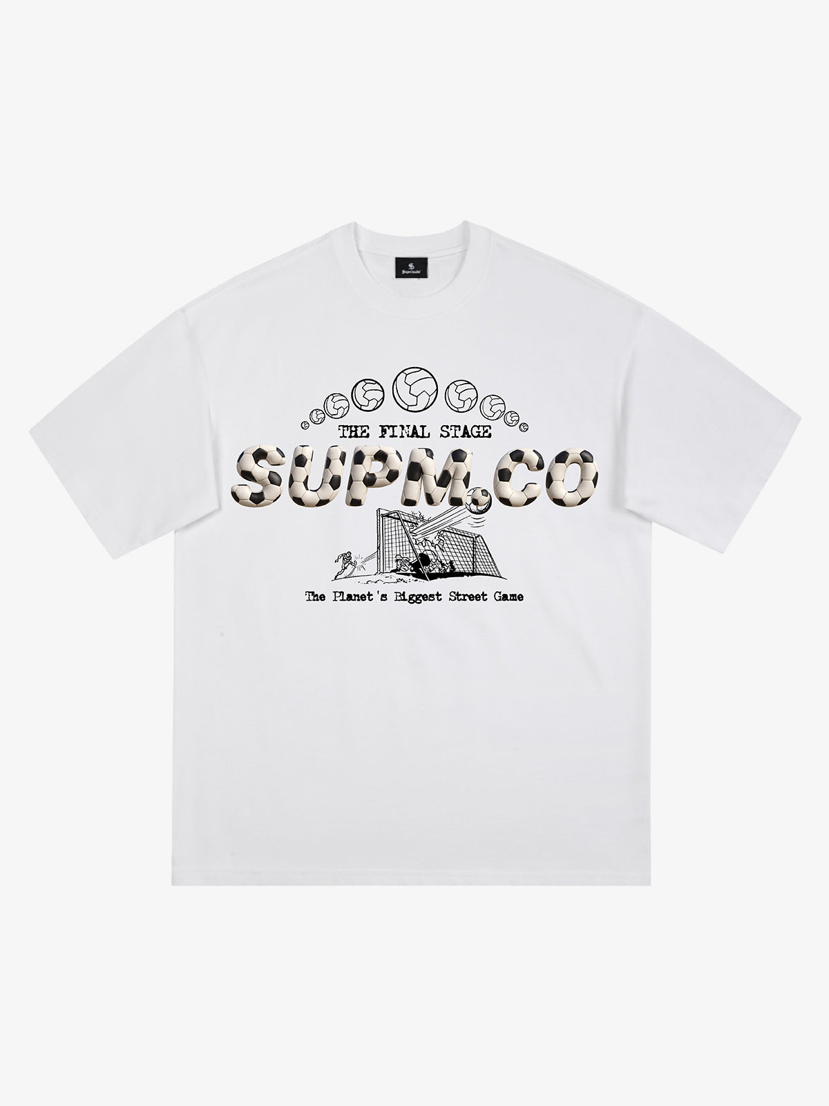 Cotton unisex solid short-sleeved T-shirt with a soccer collage logo and street football element print 