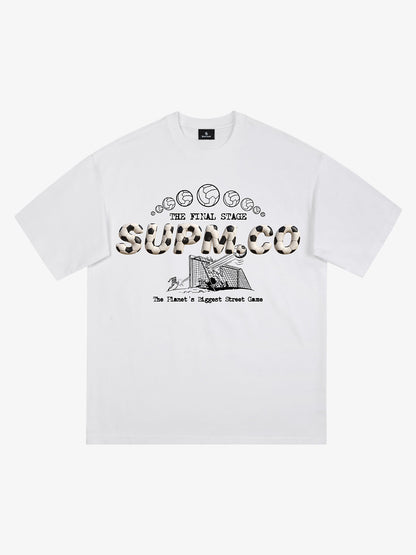 Cotton unisex solid short-sleeved T-shirt with a soccer collage logo and street football element print 