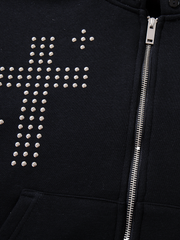 Detachable Fur Cross Zip Hoodie