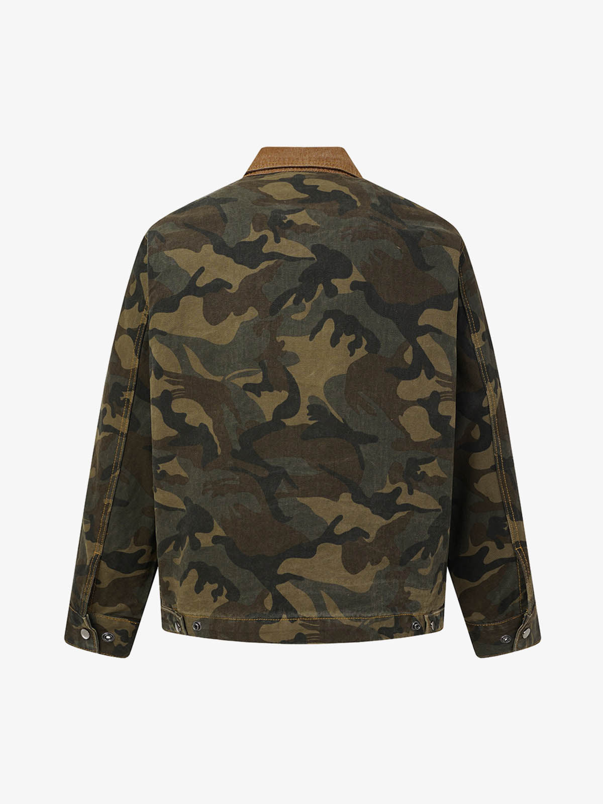 Washed Camo Corduroy-Trim Denim Work Jacket