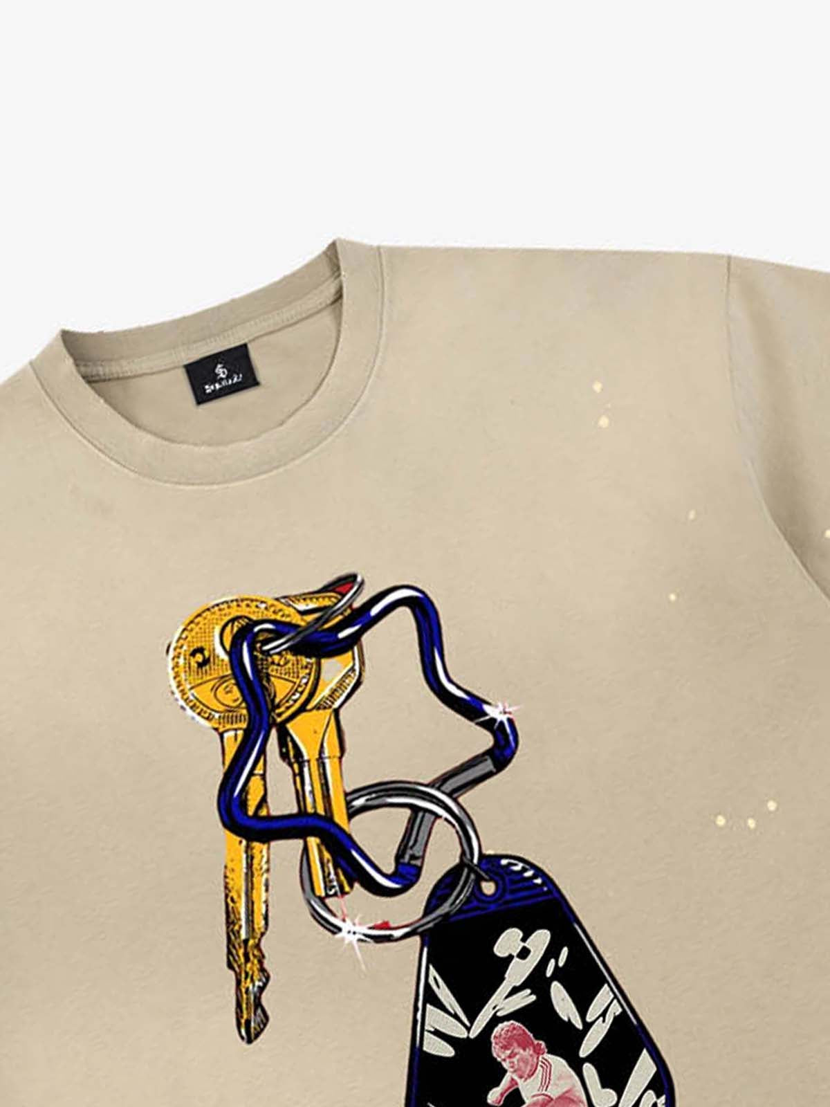 Vintage Keychain Graphic Soccer T-Shirt 
