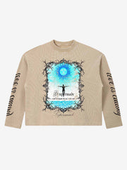 Thorn Silhouette Graphic Washed Waffle Long Sleeve Tee