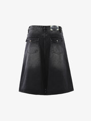 Panel Stitch Wide Leg Denim Jorts 