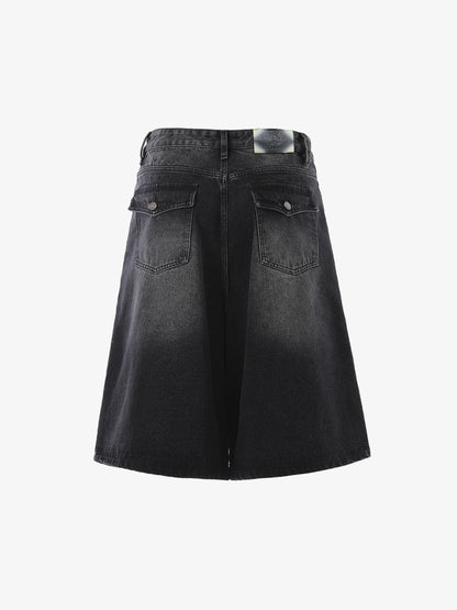 Panel Stitch Wide Leg Denim Jorts 