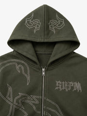 Rhinestone Scorpion Graphic Zip Hoodie