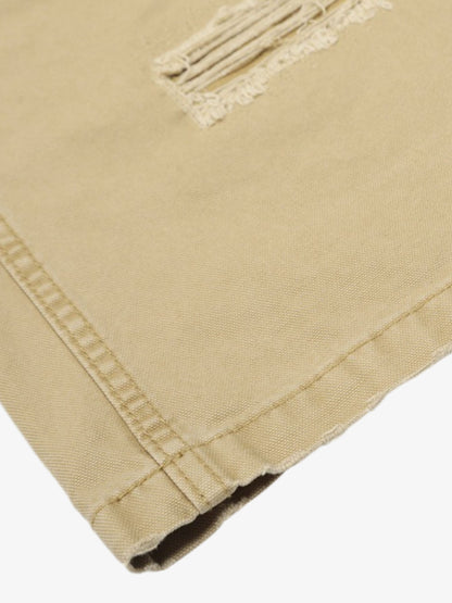 Hole Patch Pleated Multi-pocket Work Wear Casual Pants 