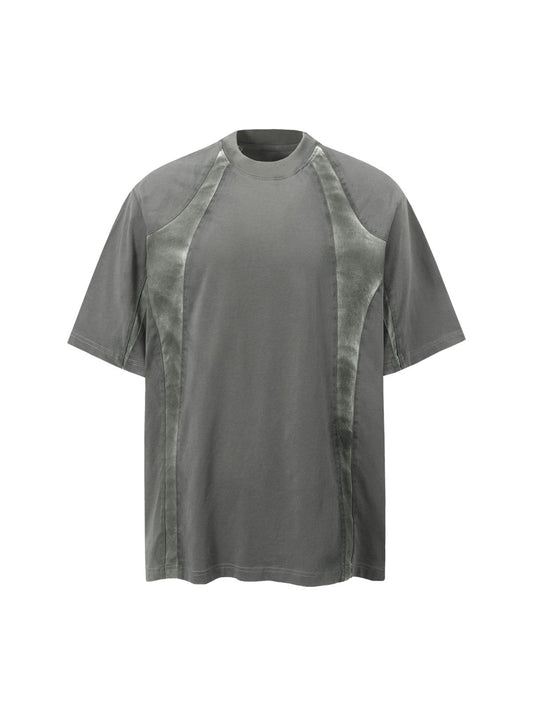 Retro Functional Patchwork Dirty Dyed T-shirt 