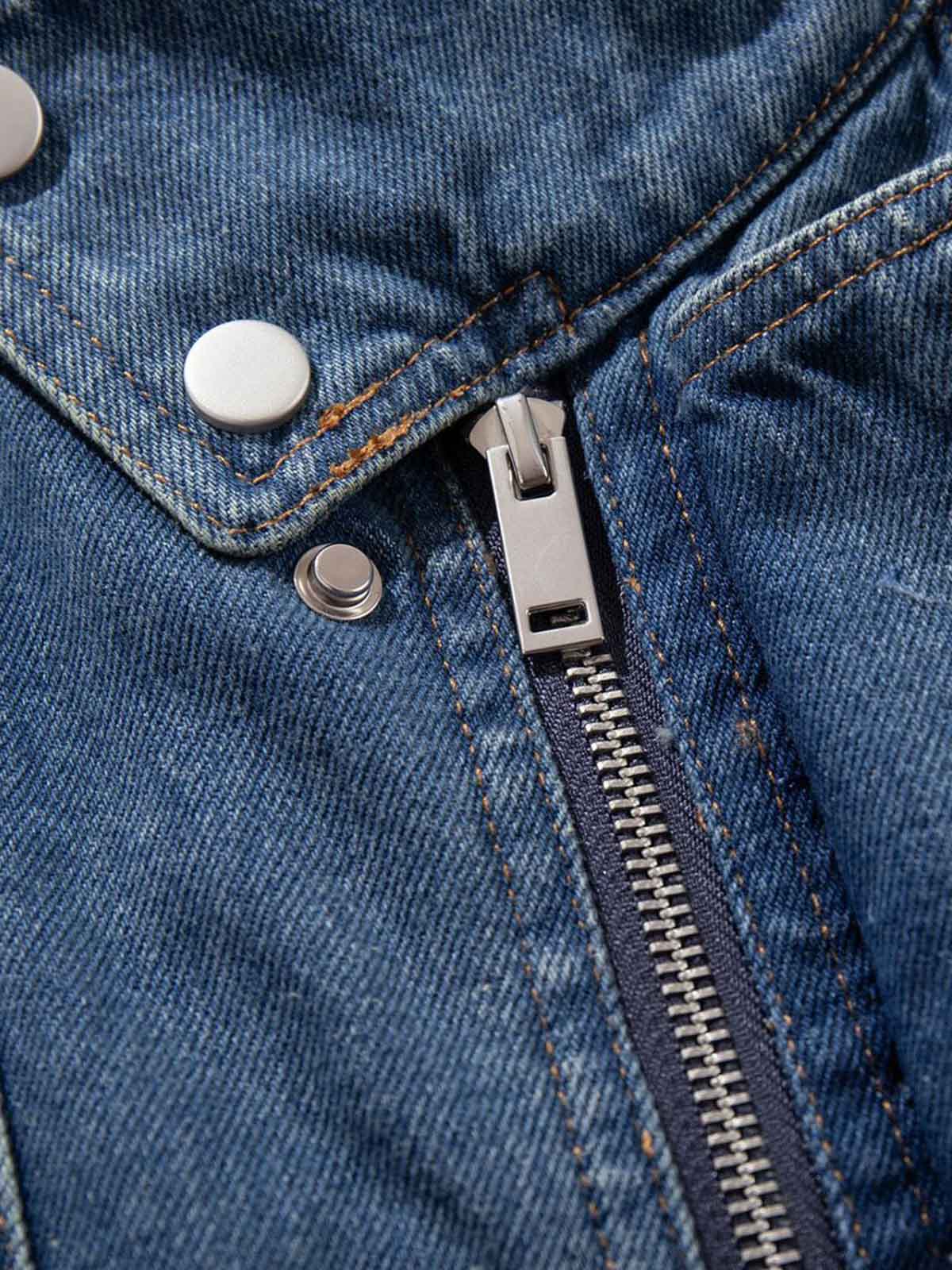 Metal Buckle Paneled Denim Jacket