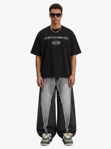 Distressed Metallic Logo Cropped T-Shirt 
