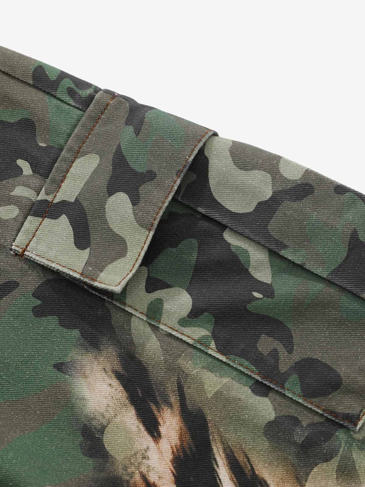 Camo Leopard Patchwork Cargo Pants 