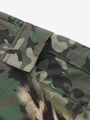 Camo Leopard Patchwork Cargo Pants 