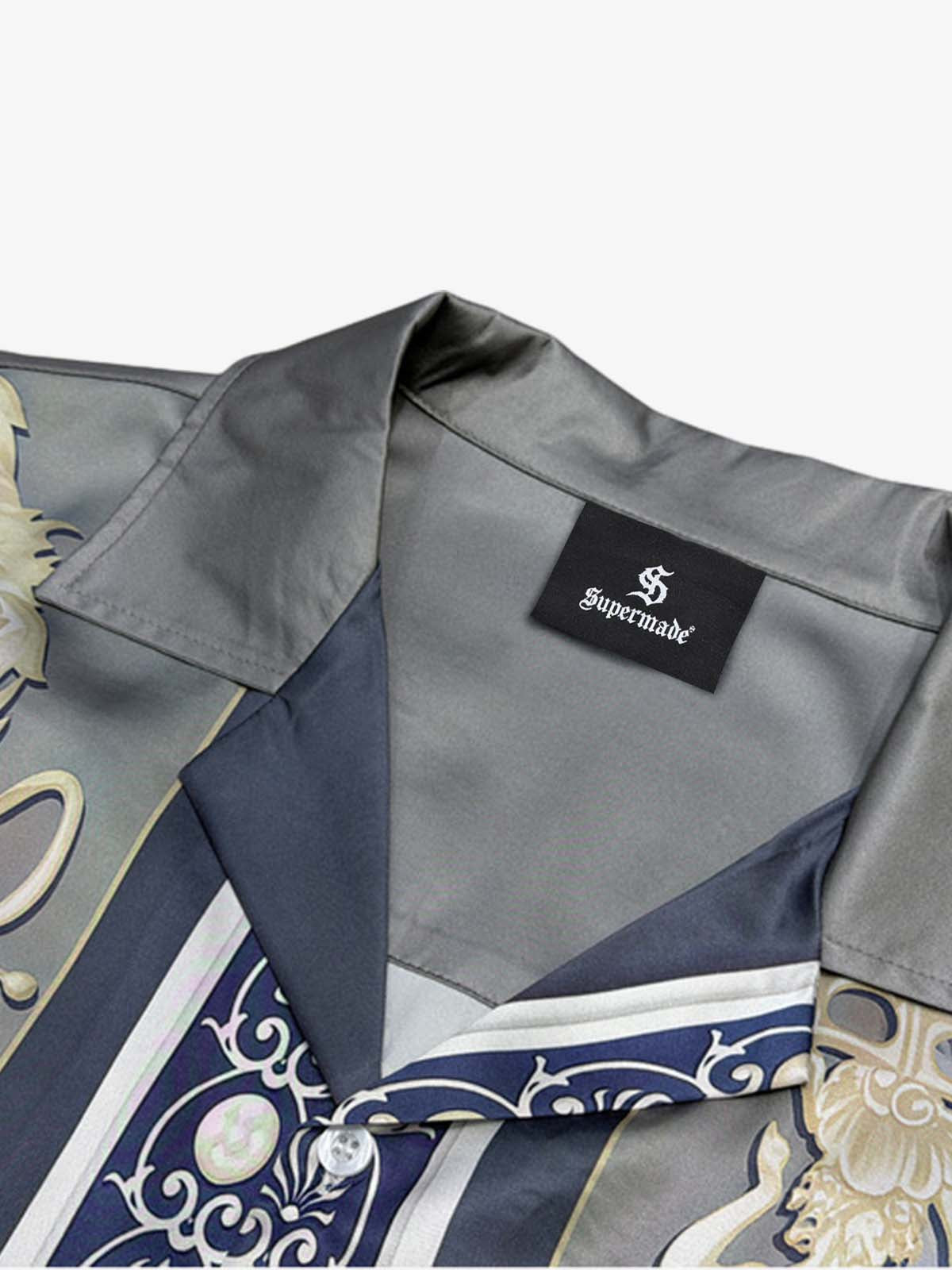 Baroque Sea Satin Camp Collar Boxy Shirt 